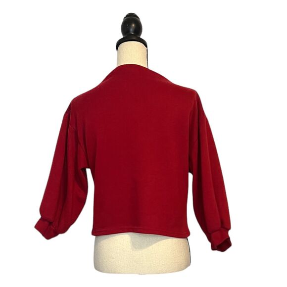 Women's Artic Besr Crop Sweatshirt Balloon Sleeves Mock Neck Red Size 6 - Picture 4 of 6